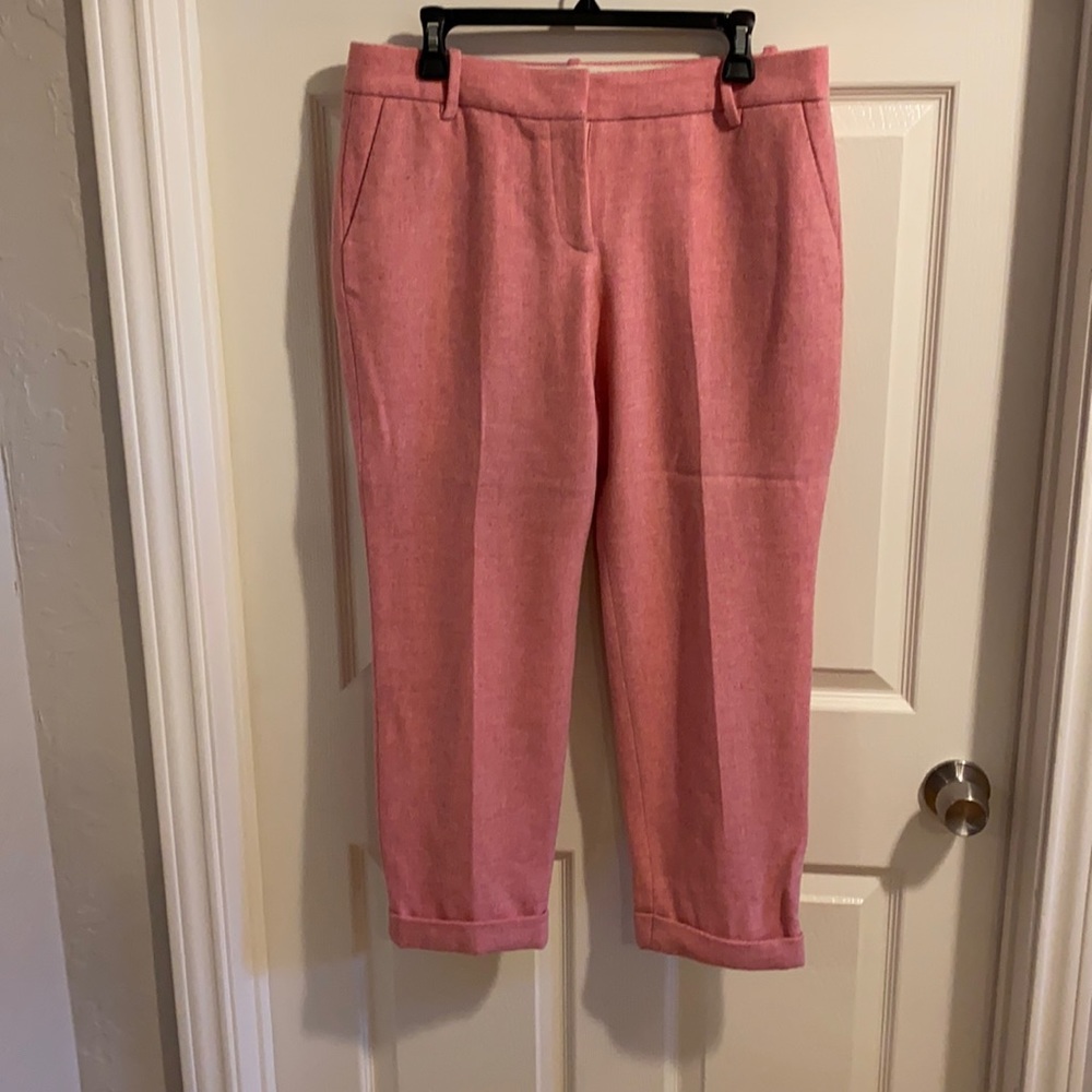 J Crew pink wool cropped pants- size 8